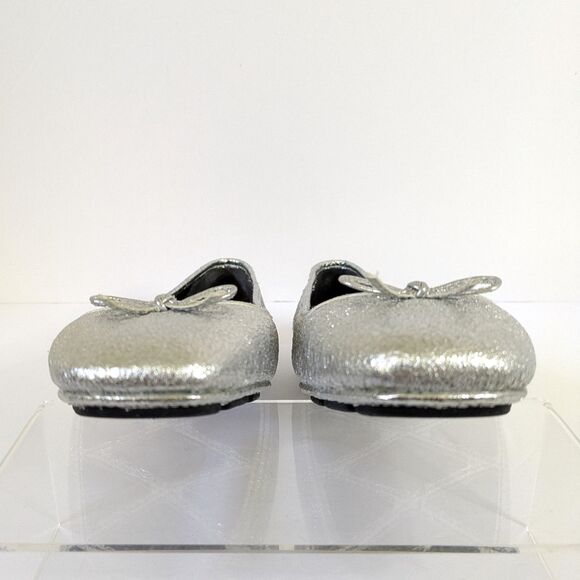 Tory Burch Laila 2 Driver Size 7M Ballet Flats Crinkle Metallic Silver Sparkle - Picture 6 of 14